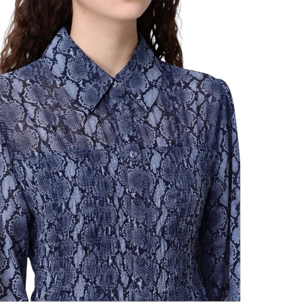❤️ 🆕 MICHAEL KORS Purple Snake Print button down Top Size Small